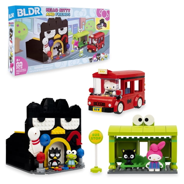 BLDR Hello Kitty and Friends, juego de construcción de bolera Badtz-Marus - Minifiguras de Hello Kitty, Keroppi, Badtz-Maru, My Melody y Chococat - 8+, 0132
