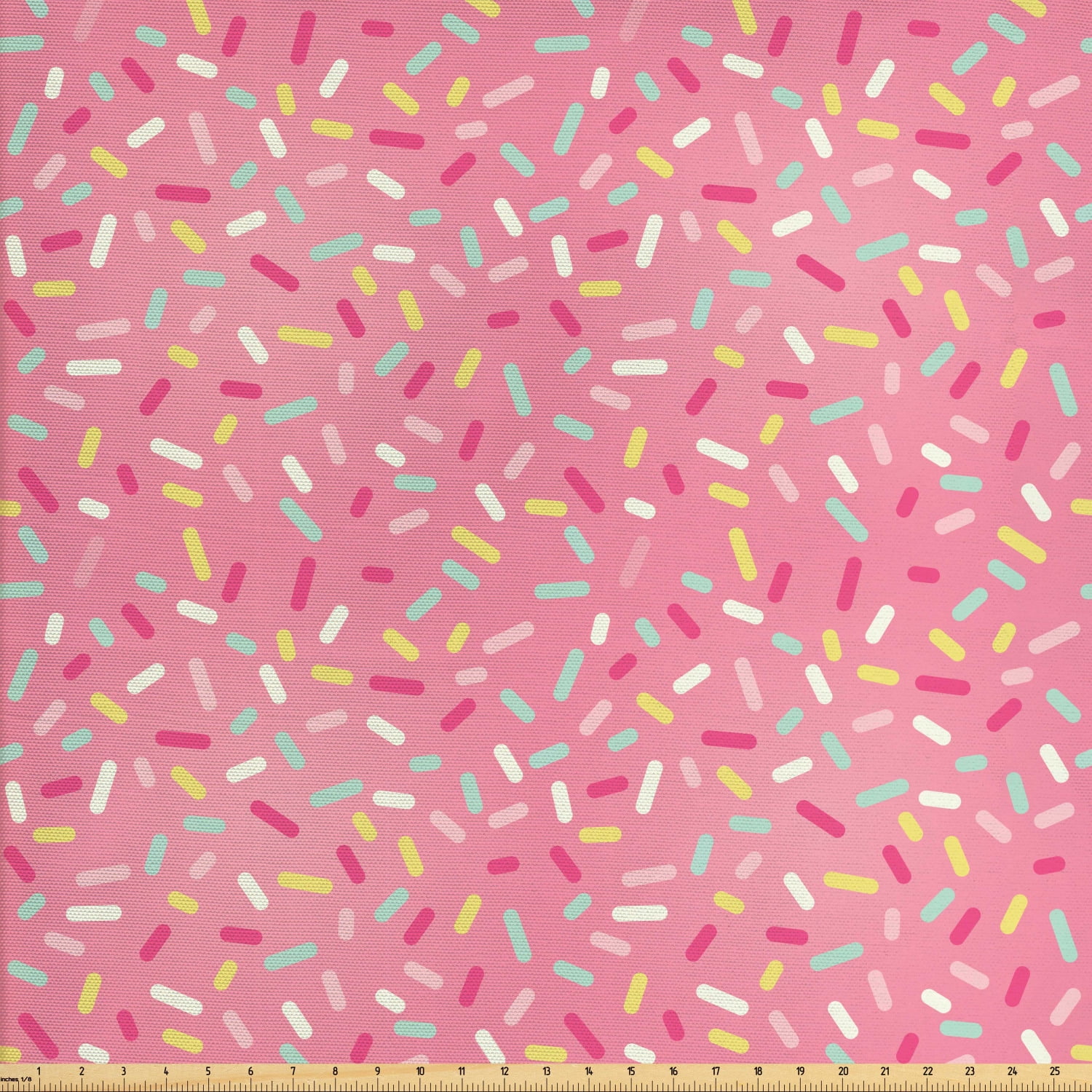 Pink and White Fabric by The Yard, Abstract Pattern of Colorful Donut