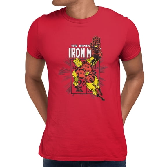 Marvel Comics Retro Iron Man Flying Pose Classic Armor Mens T-Shirt (Red, S-XXXL)