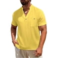 thumbnail image 2 of Ceisia Men's Relaxed Fit Short Sleeve Henley Tee with Chest Pocket Casual Summer Top Yellow S Gifts, 2 of 9