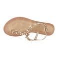 thumbnail image 5 of GC Shoes Women's Jeweled T Strap Flat Sandals, Dressy Summer Ankle Buckle Flats, Comfortable Fashion Sandal, Ann/Gold/8.5, 5 of 6