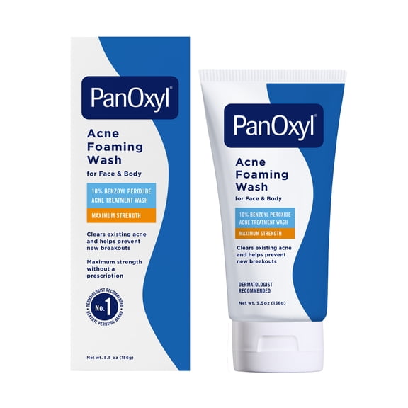 PanOxyl 10% Benzoyl Peroxide Acne Foaming Wash, Clear Acne, 5.5 Oz