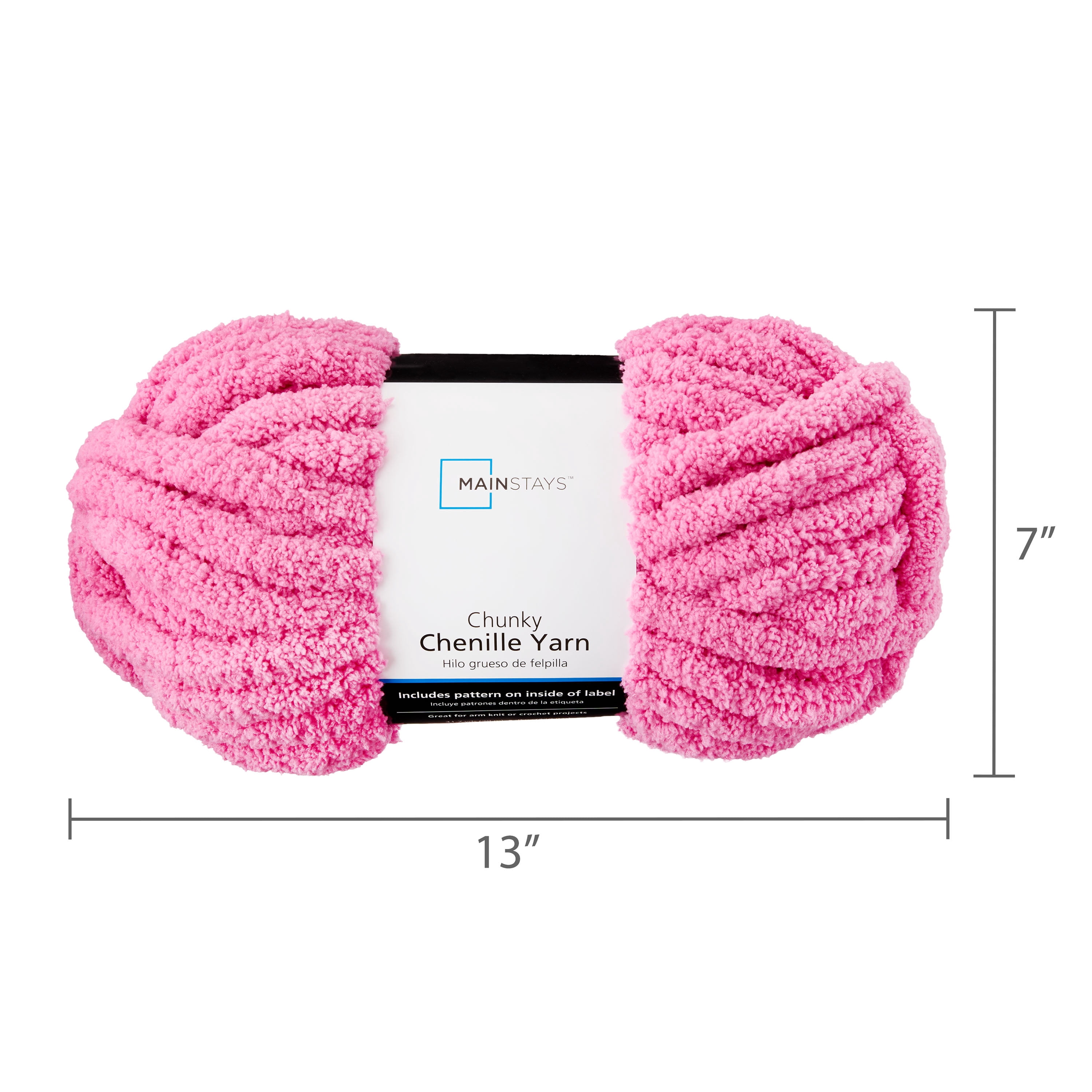Mainstays Chunky Chenille Yarn, 31.7 yd, Petal Pop, 100% Polyester, Super Bulky
