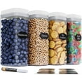 thumbnail image 1 of Recipientes herméticos grandes para almacenar alimentos - Juego de 4 (3,2 l/109 oz) Recipientes para pasta para organizar la despensa y la cocina - Para almacenar cereales, fideos y harina - Botes de, 1 of 7