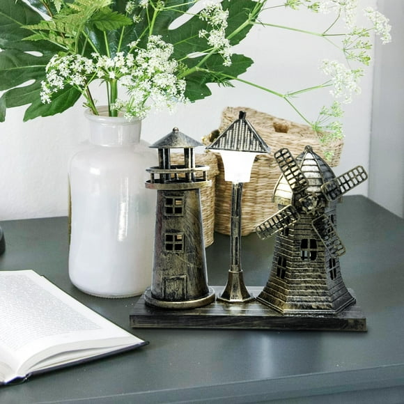 OULII Decorative Lamp Lighthouse Sculpture Night Lighting Vintage Style 1Pack