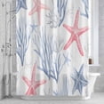 thumbnail image 2 of Pink Starfish Blue Coral Bathroom Shower Curtain, Ocean Coastal Summer Nautical Waterproof Washable Soft Bath Curtain for Bathtub Decor with 12 Hooks&Grommet, 66x72 Inch, 2 of 9