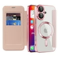 thumbnail image 3 of for iPhone 16 Plus Wallet Case with RFID Blocking Credit Card Holder,Compatible with MagSafe,PU Leather Flip Kickstand Shockproof Cover Women Men for iPhone 16 Plus Phone case,Pink, 3 of 8