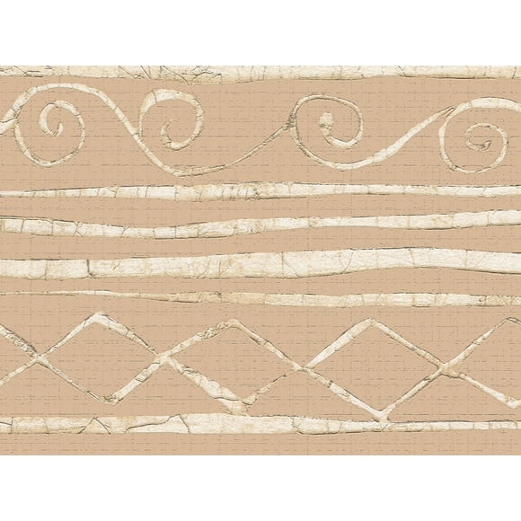 Dundee Deco's Peel and Stick Wallpaper Border - Abstract Tan Lines Wall Border Retro Design, 15 ft x 7 in (4.57m x 17.78cm), Self Adhesive