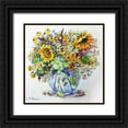 thumbnail image 1 of Vavilina, Elena 20x20 Black Ornate Wood Framed with Double Matting Museum Art Print Titled - Sunflowers in Glass Vase, 1 of 4