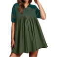 thumbnail image 1 of WILLBEST Vestido De Verano Para Mujer, Vestido De Verano Para Mujer, Vestido Informal De Gran Tamaño De Manga Corta Con Bloques De Color Y Cuello En V, Vestido Mini Camisero Fluido, 1 of 3