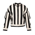 thumbnail image 1 of Elezay Women's Short Bomber Jacket Stripe Spring Fall Coat Fashionable Outdoor Black and White Stripe Long Sleeve Warm Soft Lightweight Coat 38, 1 of 5