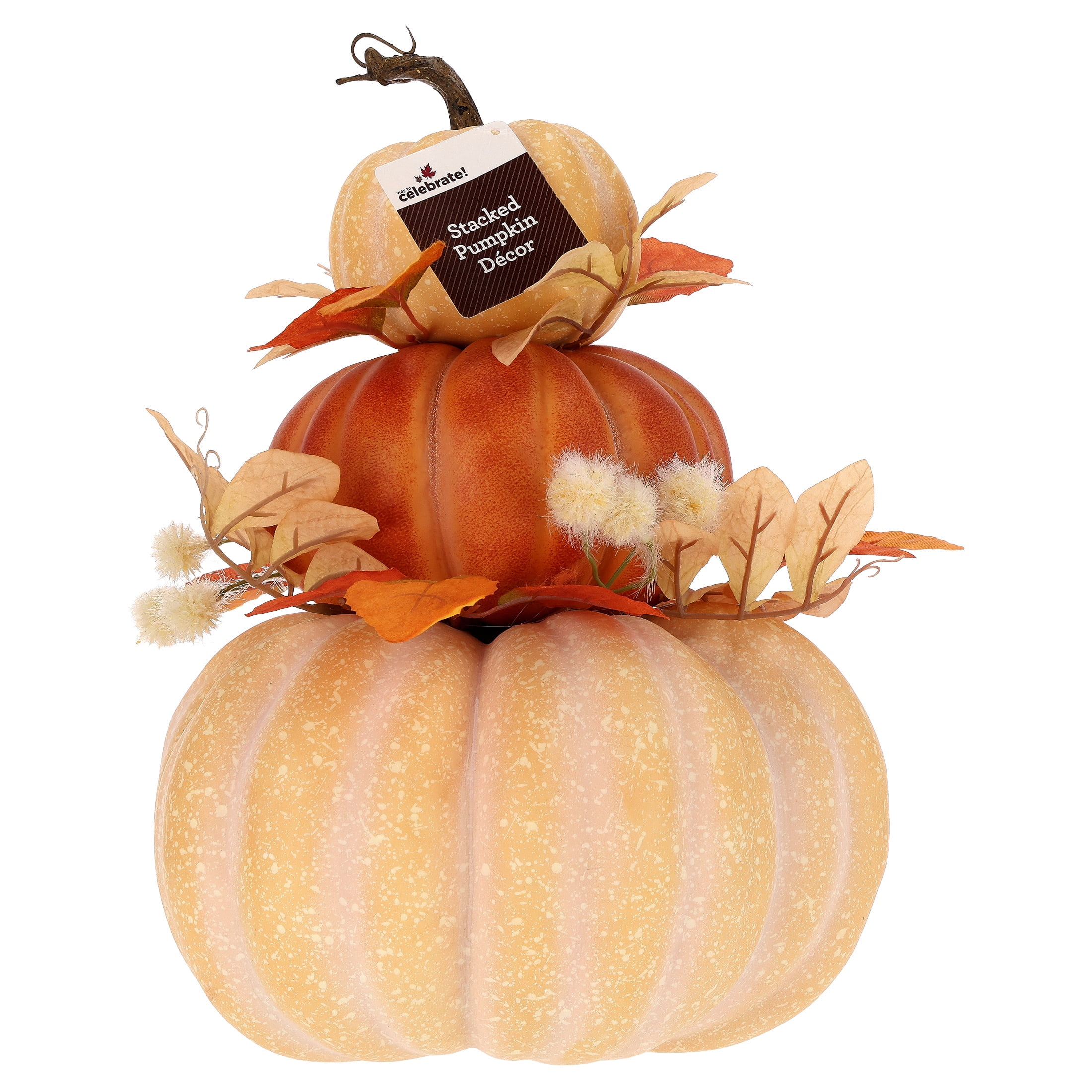 Foam Pumpkin Stack Tabletop Decoration, Orange and Yellow, 14", Fall by Way To Celebrate