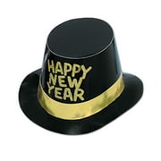 Beistle Glitter Happy New Year Hat-1 Pc, Black/Gold