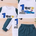 thumbnail image 7 of IDOPIP Unisex Baby One Year Old Birthday Outfits Race Car Driver Clothes Color Block Fall Tops Blue Pants Size 12-18M, 7 of 7