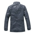 thumbnail image 3 of zfhfof Men's Vintage Faux Leather Jacket Fleece Sherpa Lined Long Trench Coats Full Zip Stand Collar Motorcycle Jacket Overcoat, 3 of 3