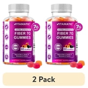 (2 pack) Vitamatic Prebiotic Fiber Gummies for Adults - 7G Fiber Extra Strength - Zero Sugar Added - 60 Pectin Based Gummies - Digestive Health & Regularity Support