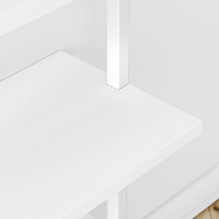 Nathan James Theo - Estantería blanca moderna y abierta con 5 estantes,  para montaje en pared, tipo escalera con marco industrial de metal blanco