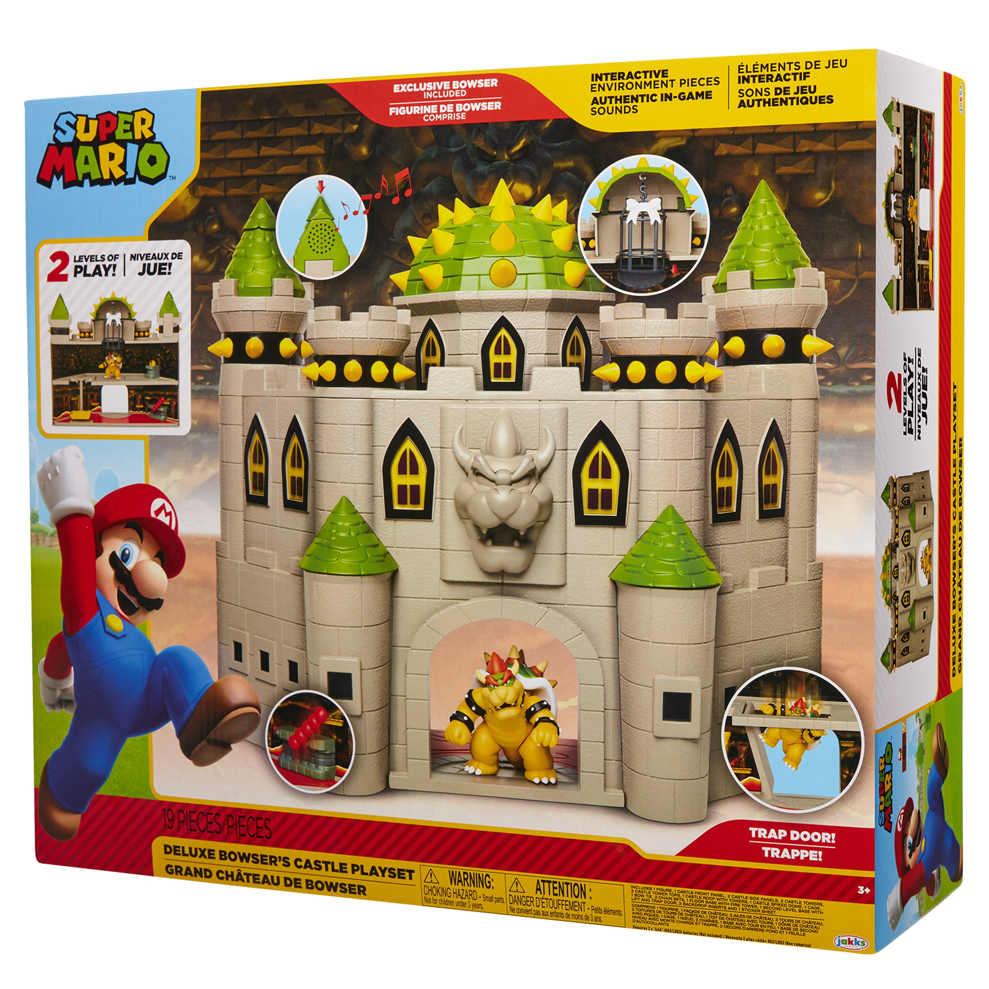 Super Mario Deluxe Bowser Castle Playset 27 Pieces Kids Playset 