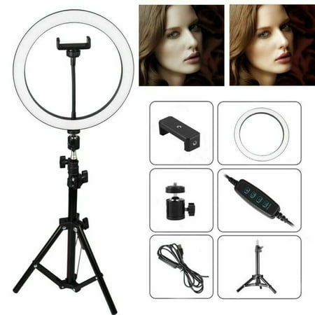 Ring Light with Tripod Stand -LED Camera Selfie Light Ring with iPhone Tripod and Phone Holder for Video Photography Makeup Live Streaming, Compatible with iPhone and Android