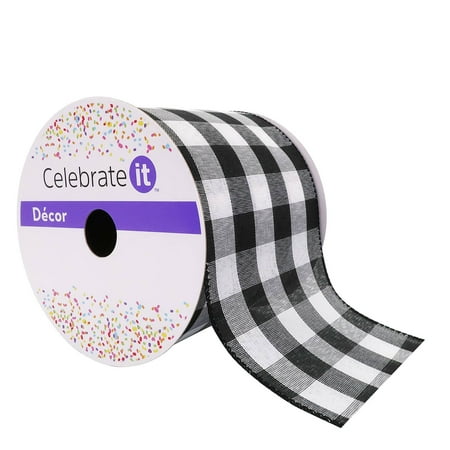 UPC: 0191518421064 | 4 Wired Buffalo Check Ribbon by Celebrate It™ Décor