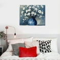 thumbnail image 5 of Nawypu  Floral Canvas Wall Art White Flower in Blue Vase Wall Art Print Wood Background Painting White Flower for Living Room Bathroom Office Decorations, 5 of 6