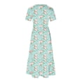 thumbnail image 4 of Viikei Womens Dresses Summer,Elegant Short Sleeve Dress for Women,Women's Printing Casual Short Sleeve Crewneck Dress Flowy Tiered Maxi Beach Dress with Pockets Light Blue M, 4 of 6