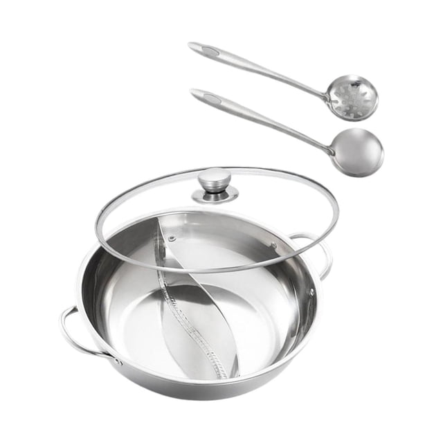 kurtrusly Divider Cookware Set for Party Travel Portable Pot with Removable Divider With spoon and lid Dia 32cm