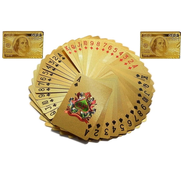 Fratelli Gold Deck Of Waterproof Playing Cards Pack Of 2 - Flexible Pvc Plastic Playing Cards Premium Poker Cards Waterproof Playing Cards Washable Flexible Use For Party & Game