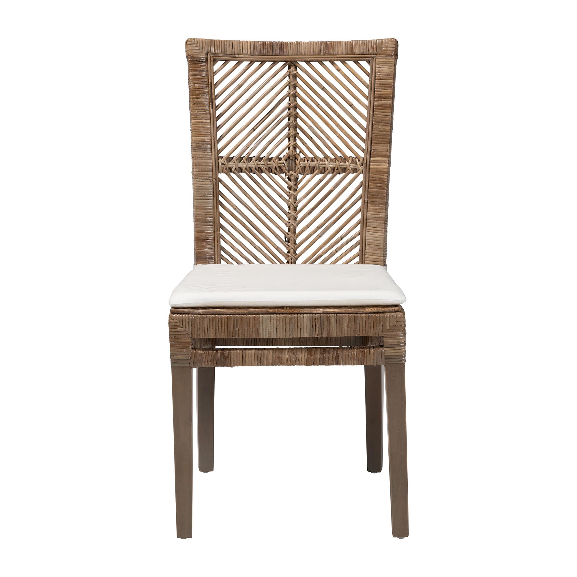 bali & pari Laluna Rattan BOHO Dining Chair, Greywashed