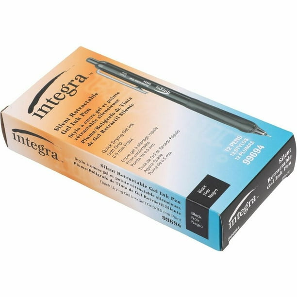 Integra Silent Retractable Gel Pens - 0.5 mm Pen Point Size - Retractable - Blue - 12 / Box Integra Silent Retractable Gel Pens - 0.5 mm Pen Point Size - Retractable - Blue - 12 / Box