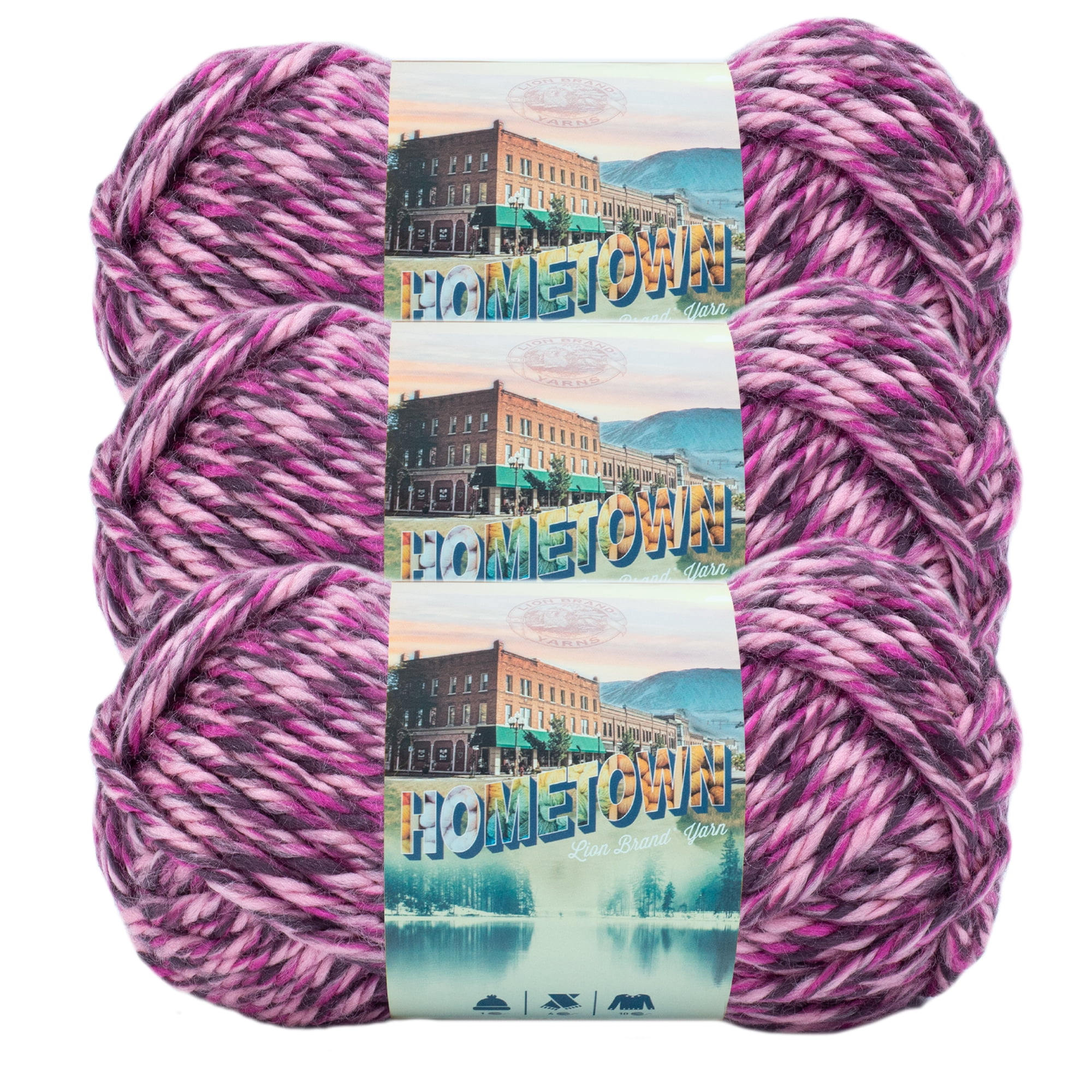 Lion Brand Yarn Hometown Elmore City Dance Basic Super Bulky Acrylic Multicolor Yarn 3 Pack