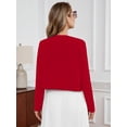 thumbnail image 7 of DEMOTIME Women's Cardigan Long Sleeve Open Front V Neck Cropped Bolero Shrug for Dresses Red L, 7 of 7