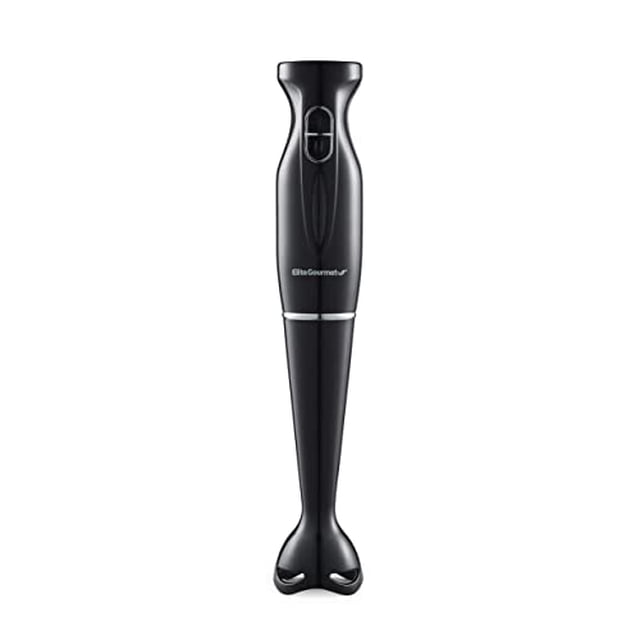 Elite Gourmet EHB3201 Batidora de mano de inmersión 300 vatios, mezcla de 2 velocidades con cuchillas desmontables, batidora de varilla desmontable, batidos, comida para bebés, sopa, carbón negro
