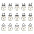 thumbnail image 1 of Unique Bargains Pendentifs Perles Factices 10 mm, Lot de 100 Perles Rondes Imitation Perle avec Strass, Argent Blanc, 1 of 6