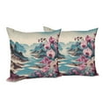 thumbnail image 3 of Ambesonne Lake Throw Pillow Cover Pack of 2, Orchids Earthy Cliff Mountains, 2 Pcs-36"x16", Pale Purple and Sea Blue, 3 of 5