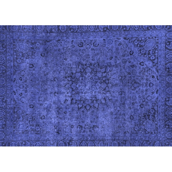 Ahgly Company Machine Washable Indoor Rectangle Persian Blue Bohemian Area Rugs, 5' x 7'