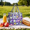 thumbnail image 4 of Insulated Tote Bag | Leak Proof Reusable Lunch Bag | Purple Tropical Pattern Bag for Work Picnic Beach | Great Holiday Gift, 4 of 6