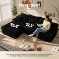 thumbnail image 3 of Ovios Corduroy L-Shaped Sectional Sofa with Chaise, No Assembly Required, Modular Comfy Couch, Black(Left Facing Chaise), 3 of 9