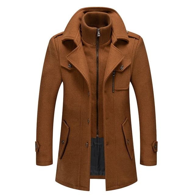 Kcodviy Men's Autumn and Winter Men Cardigans Sweaters Business Woolen Coat Double Up Cardigan Cold Fabric Windbreaker