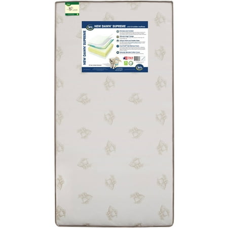 Serta New Dawn Supreme 5.25-Inch Crib and Toddler Mattress - Fiber Core - Dual Sided - Waterproof Woven Cover - GREENGUARD Gold Certified (Best Type Of Mattress For Side And Stomach Sleepers)