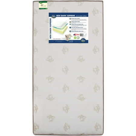 Serta New Dawn Supreme 5.25-Inch Crib and Toddler Mattress - Fiber Core - Dual Sided - Waterproof Woven Cover - GREENGUARD Gold Certified (Best Natural Latex Mattress 2019)