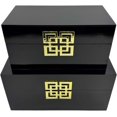 thumbnail image 2 of Galt International Storage Box Set Decorative Storage Box w/Hinged Lid Classic Design Wood Decor Boxes with Geometric Clasp Storage for Bedroom & Home - Set of 2 (Black & Gold), 2 of 14