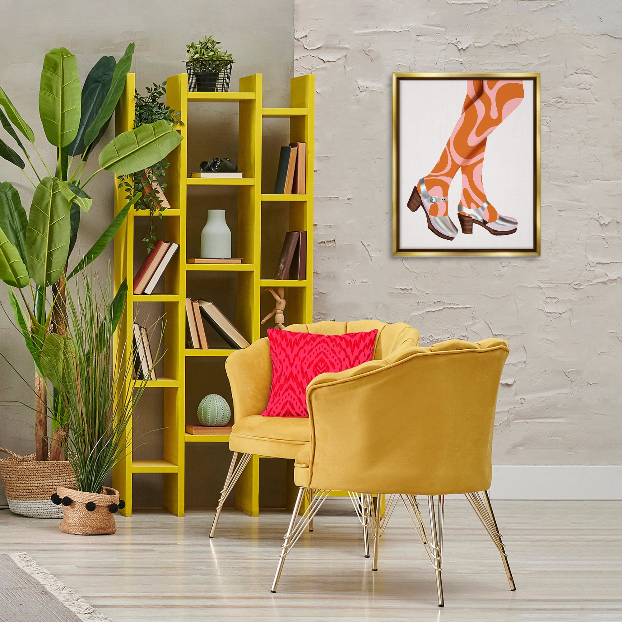 Stupell Industries Groovy Fashion Legs People Painting Gold Floater Framed Canvas Art Print Wall Art, 17 x 21