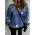 thumbnail image 5 of Eytino Jeans Jacket for Women Long Sleeve Distressed Ripped Long Sleeve Denim Jacket with Pockets Blue S-2XL, 5 of 10