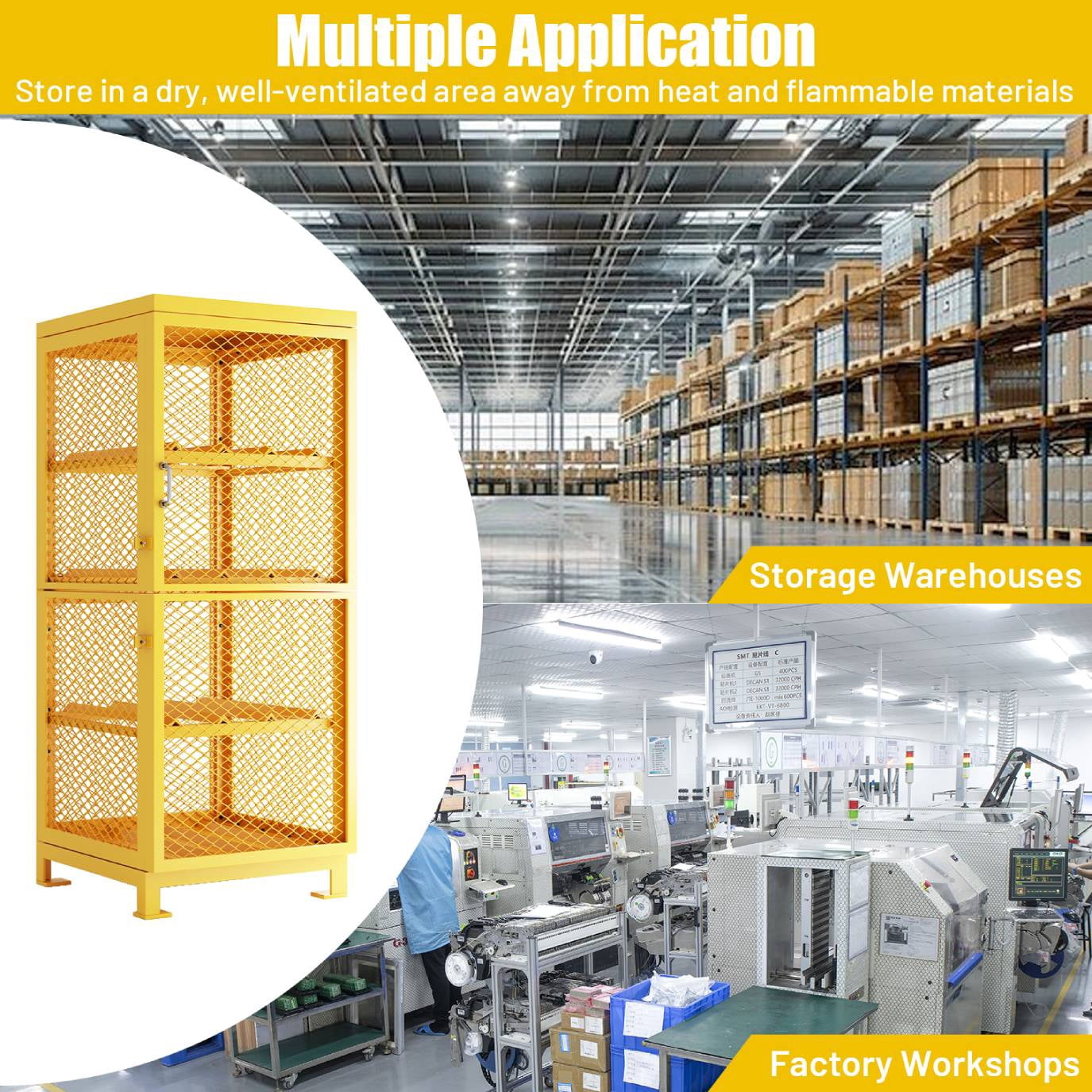 30"Lx30"Wx70"H Steel/Iron Horizontal Cylinder Storage Cabinet, 8 Cylinder Capacity, 4-Tier Propane Storage Cage, Gas Cylinder Cabinet w/Lockable Door