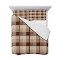 thumbnail image 7 of Quilts Twin Size Bedding Set, Brown Plaid Lightweight Quilted Comforter, Modern Abstract Ombre Gingham Checkered Soft Reversible Bedspread Coverlet with Pillow Covers for All Season, 68" x 86", 7 of 7