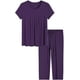 Femmesu2019S Loungewear Plissé et Capris Pyjama Ensemble – image 1 sur 7