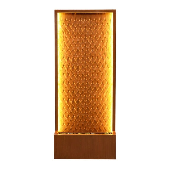 Hi-Line Gift Ltd. Rustic Zinc Metal Waterfall Fountain with LED Lighting - Outdoors