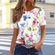 thumbnail image 2 of Tops de Cuello Redondo para las Mujeres de Manga Corta Impresa Casual, Camiseta de Moda para Uso Diario Y de Fiesta, 2 of 7