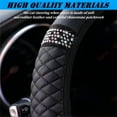 thumbnail image 2 of Soft Leather Car Steering Wheel Cover, Universal 15 Inch Colorful Rhinestones Anti-Slip Elastic Steering Wheel Covers for Most Cars, Sparkly Crystal Diamond for Women Girls (Black), 2 of 9